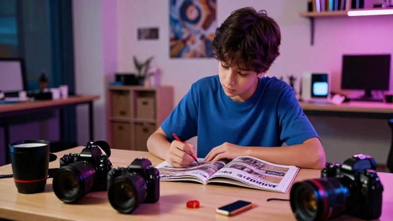 6 recursos clave para enseñar fotografía en la nueva escuela de arte 4 Estudiante en taller de arte con equipo fotográfico dinámico