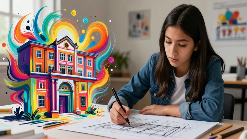 Implementa la Nueva Escuela Mexicana en Educación Artística y Arquitectura con recursos poderosos 3 Joven mexicano dibuja diseño arquitectónico vibrante