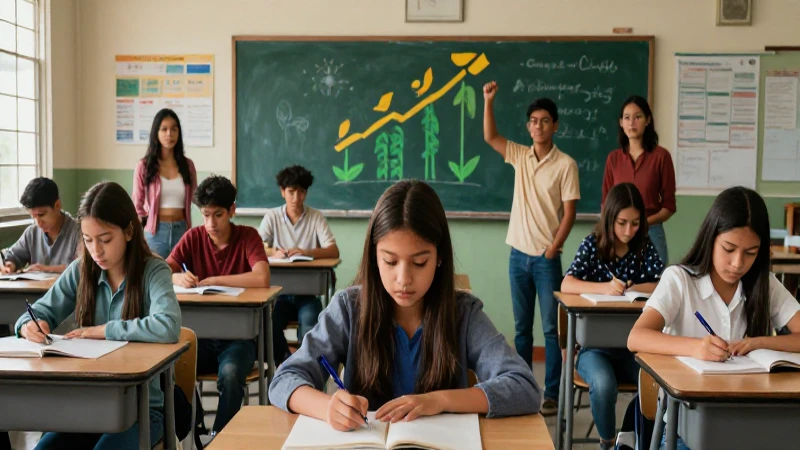Estudiantes mexicanos vibrantes en un aula moderna