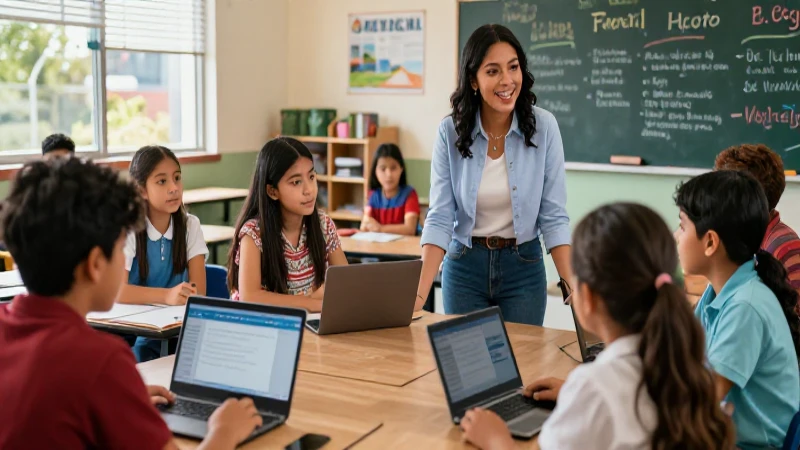 Potencia la tecnología en la Nueva Escuela Mexicana con estos recursos indispensables 3 Estudiantes mexicanos aprendiendo tecnología avanzada