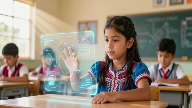 Niño aprende tecnología en aula moderna
