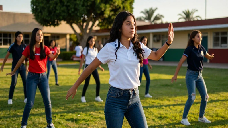 Estudiantes mexicanos activos al aire libre