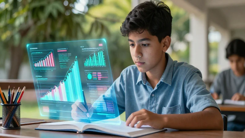 Aprende matemáticas de sexto de primaria y potencia tus conocimientos 5 Estudiante mexicano estudia con visualización holográfica