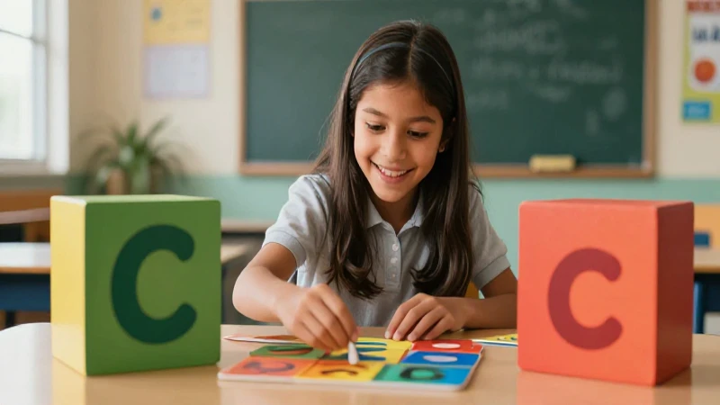 Niña mexicana aprende jugando con bloques coloridos