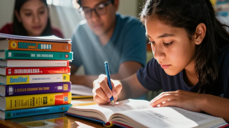 Estudiante mexicano concentrado en libros educativos