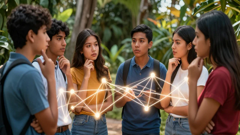 Jóvenes mexicanos debaten en escena educativa realista
