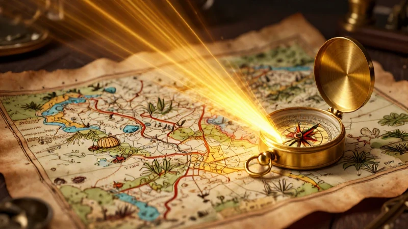 Mapa antiguo con luz dorada dramática