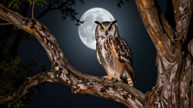 Búho majestuoso ilustrado con luz y detalle