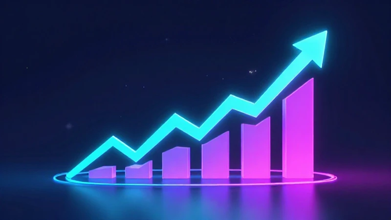 Infografía digital tridimensional con crecimiento ascendente vibrante