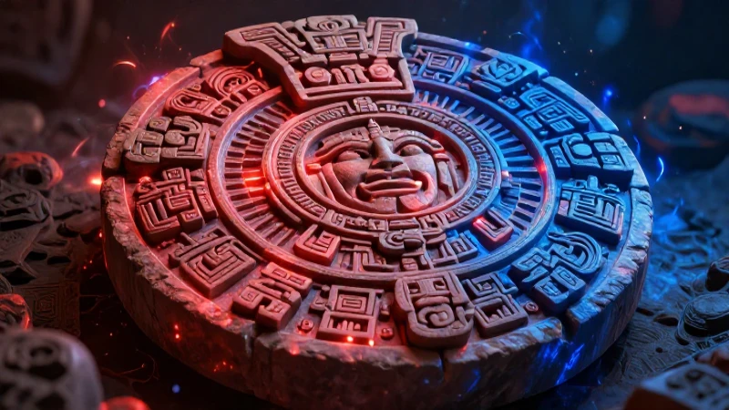 Piedra mesoamericana brillante con energía mística