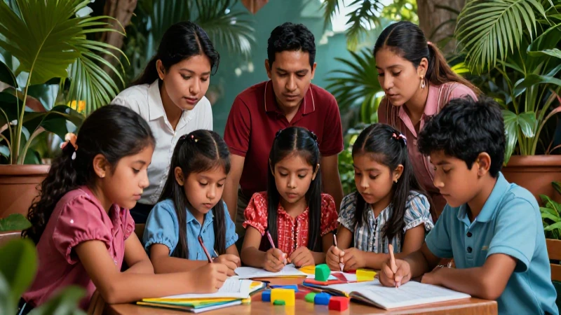 Niños mexicanos colaboran en vibrante ilustración digital