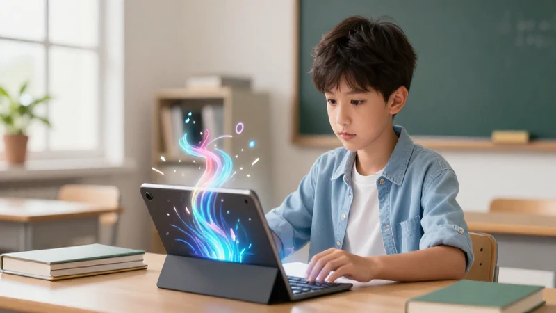 Estudiante concentrado aprendiendo con tablet moderno