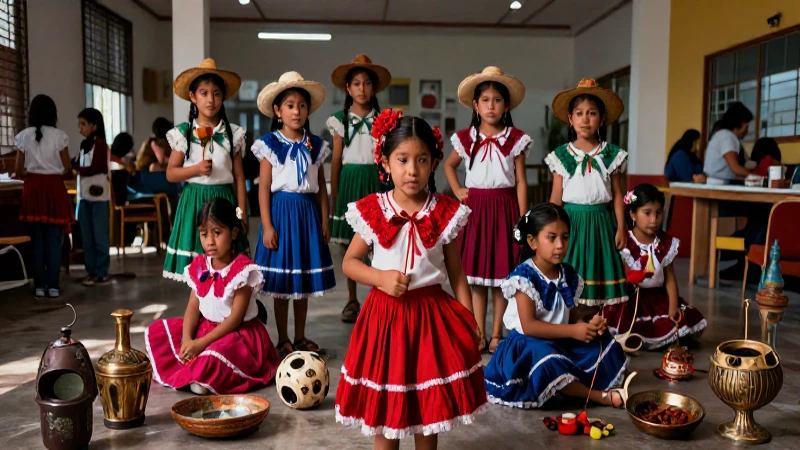 Niños vibrantes en traje tradicional mexicano