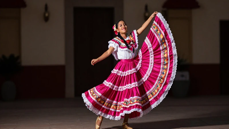 Danzante folclórico mexicano vibrante en escena