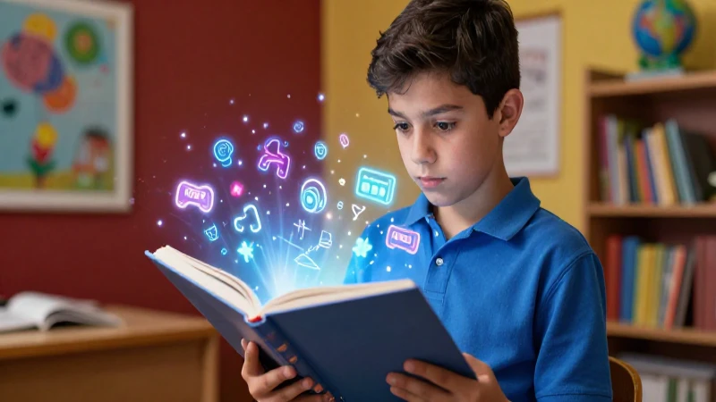 Estudiante enfocado, aprendizaje digital vibrante
