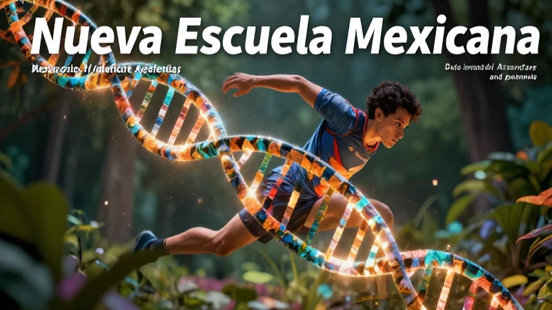 Figura atlética educativa con doble hélice vibrante