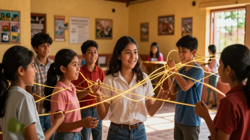 Cubierta educativa vibrante de estudiantes mexicanos