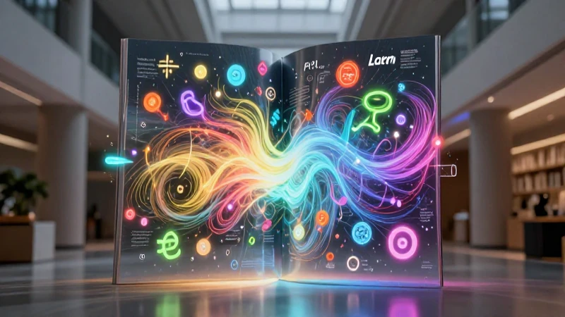 Diseño digital educativo vibrante con conceptos abstractos