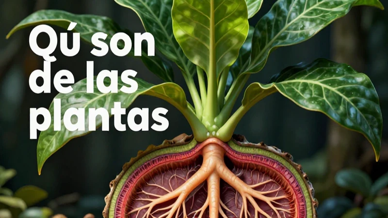 Sección vibrante de una planta con detalles botánicos