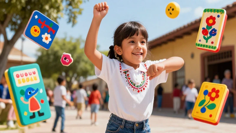 Niños mexicanos felices aprendiendo retahílas
