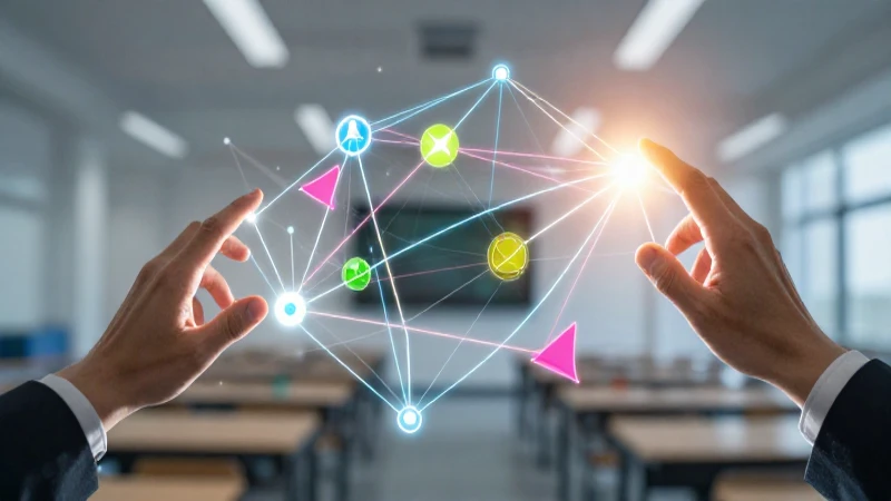 Red geométrica vibrante simboliza educación
