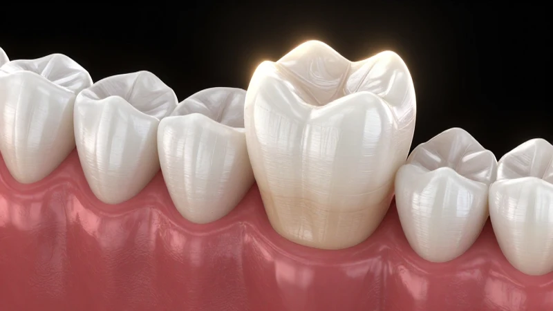 Render hiperrealista de un molar humano vibrante