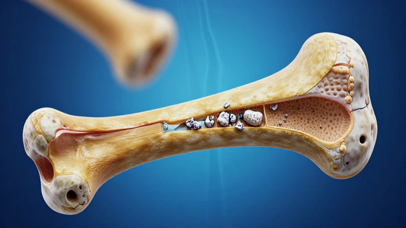Estructura ósea detallada con degradación microscópica