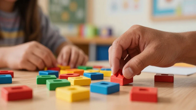 Manos juegan con material educativo vibrante