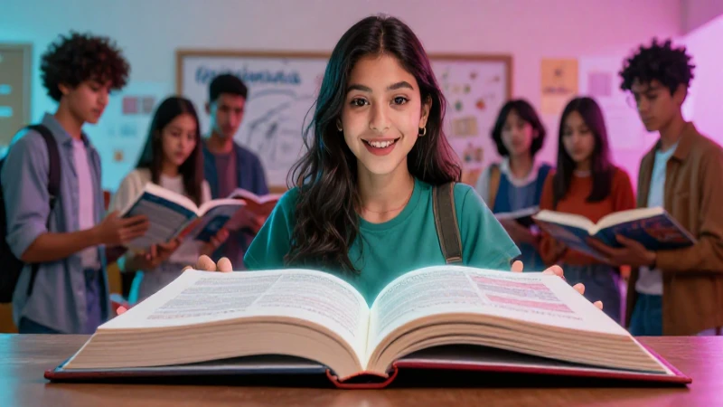 Estudiantes mexicanos con libro brillante y vibrante