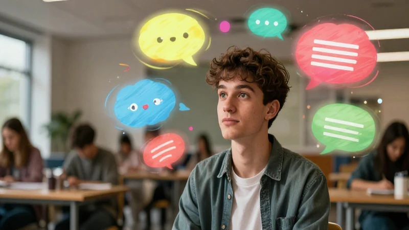 Pensamientos vibrantes en un ambiente académico moderno