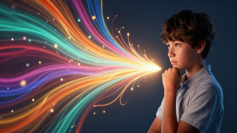 Estudiante reflexivo, caminos de decisión luminosos