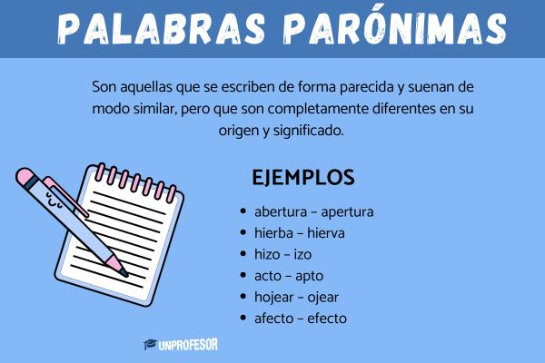 Qué son palabras parónimas y ejemplos con oraciones 2 que son palabras paronimas y ejemplos con oraciones 1