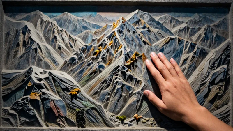 Qué son relieves: origen, tipos y su papel en el arte 3 Montaña en relieve, tocada por una mano dinámica