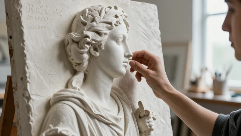 Qué son relieves: origen, tipos y su papel en el arte 5 Escultura de relieve artística y vibrante bajo estudio