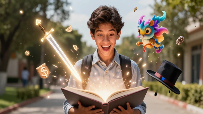 Estudiante mexicano rodeado de símbolos mágicos