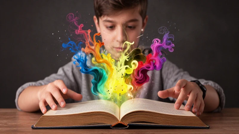 Estudiante y ideas brotan de un libro