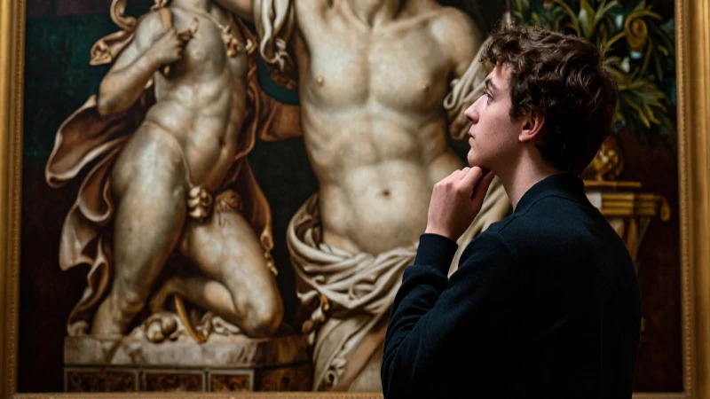 Explora la filosofía del arte en libros SEP: ¡Temas Conoce y reveladores! 5 Estudiante reflexivo ante arte renacentista