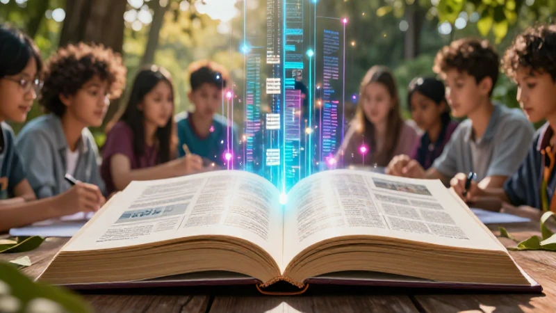 Ilustración educativa con tecnología futurista