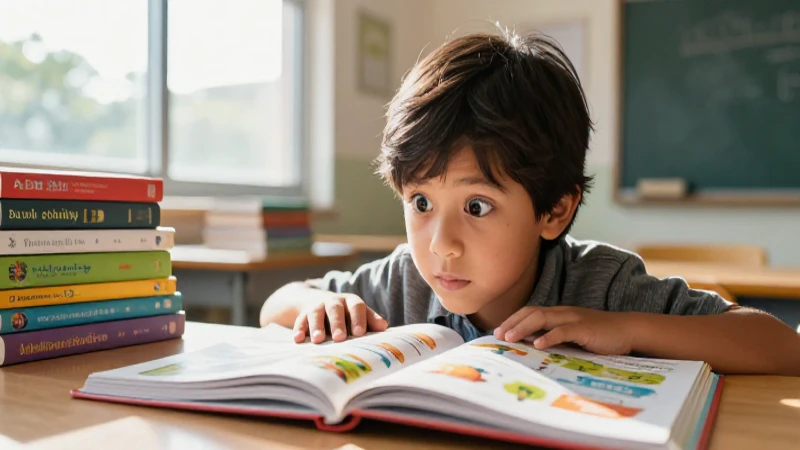 Niño curioso aprende en aula moderna