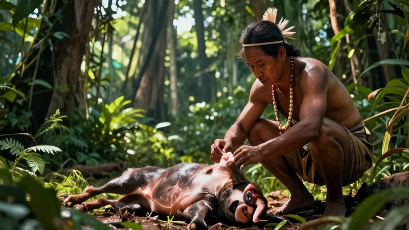Vida Conoce de los cazadores recolectores y sus animales 3 Hunter caza en selva con estilo dinámico