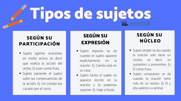 que tipos de sujetos existen y cuales son sus ejemplos