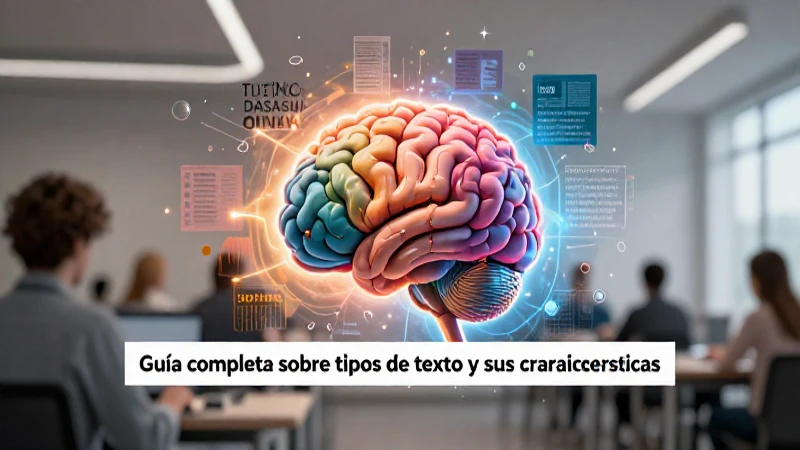 Cerebro conceptual vibrante sobre texto educativo moderno