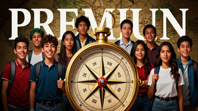 Estudiantes mexicanos explorando un mapa histórico con un compás