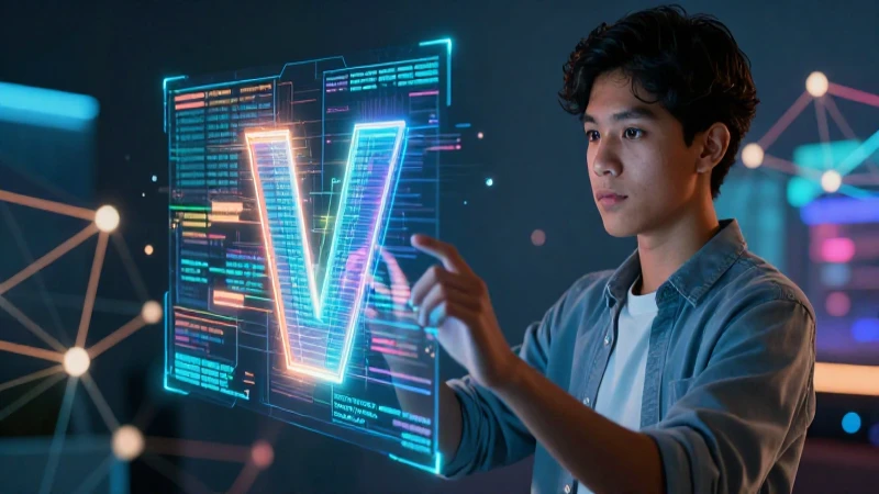 Estudiante mexicano interactúa con código holográfico digital