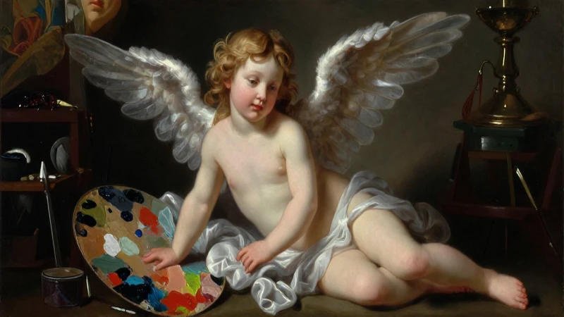 Querubín: Definición, usos y conceptos de querubines 5 Pintura clásica de querub etéreo hiperdetallado