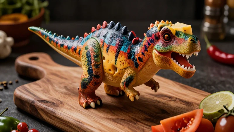 Taza de dinosaurio con ingredientes mexicanos