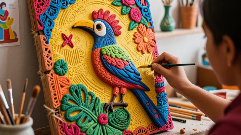 Quetzal en relieve: Arte y técnicas de papel maché 7 Creación artística de quetzal vibrante