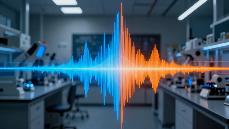 Ondas de sonido vibrantes en laboratorio moderno