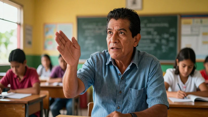 Educador mexicano dinámico enseñando en un salón