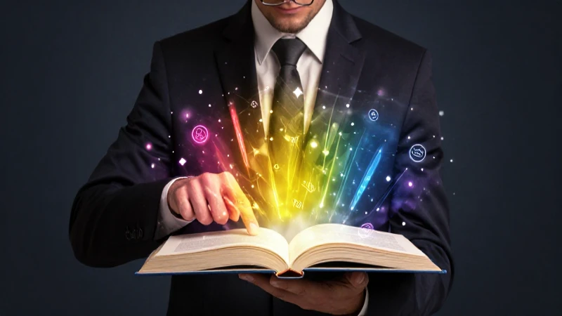 Hombre sofisticado manipula libro mágico de conocimiento